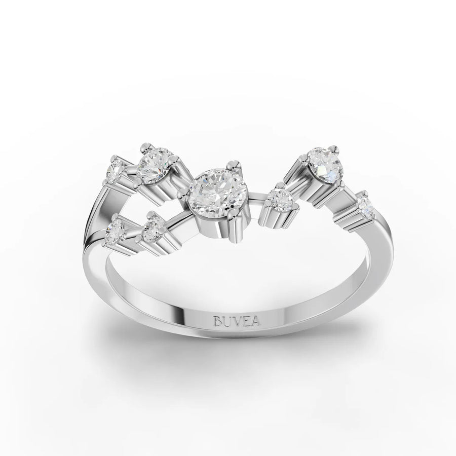 0.55 CT Taurus constellation lab-grown diamond ring in 18K gold with round diamonds and gold bar connectors