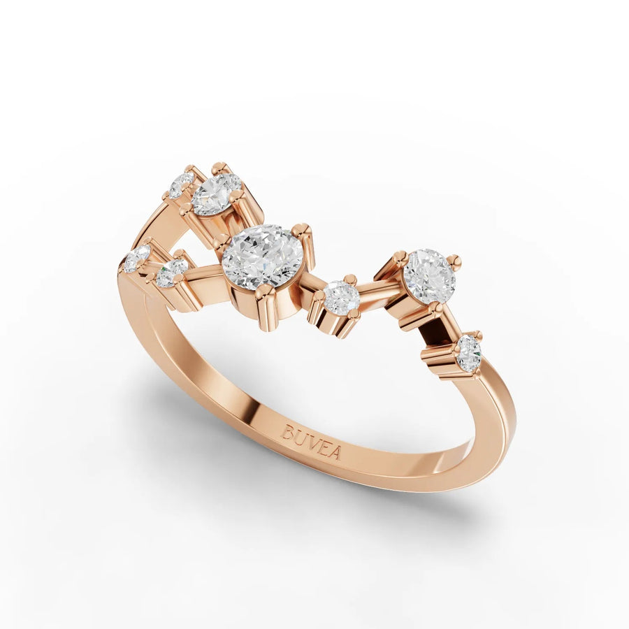 Rose gold constellation pendant side profile