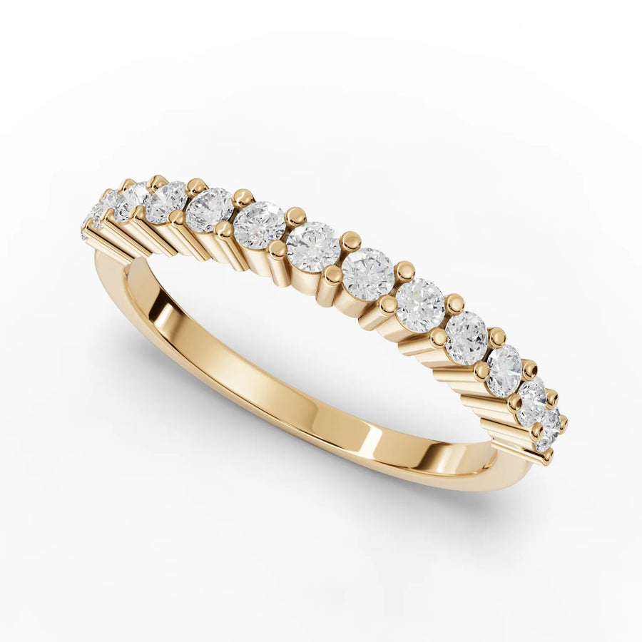 Round half eternity ring yellow gold angle