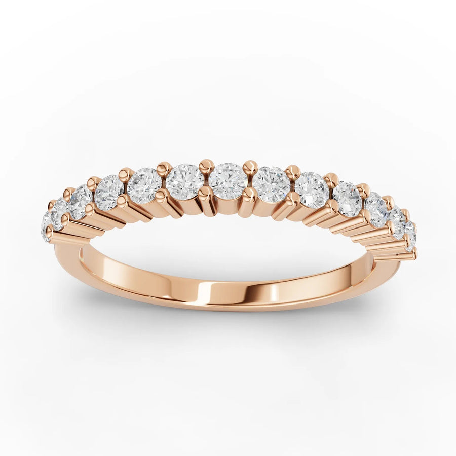 0.31 CT round lab-grown diamond half eternity ring rose gold top view
