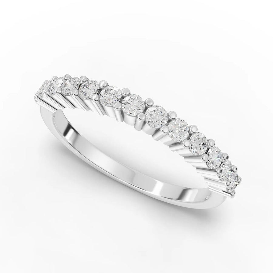 Round half eternity ring white gold angle
