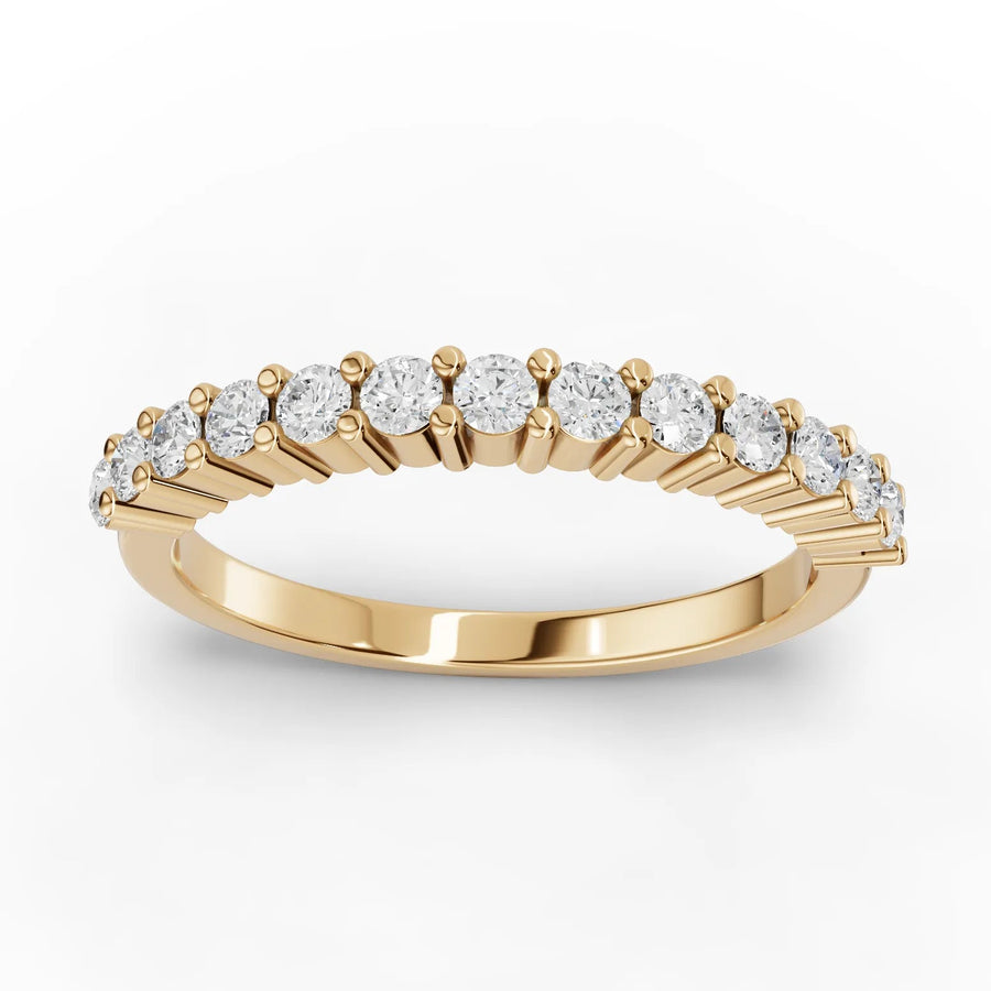 0.31 CT round lab-grown diamond half eternity ring yellow gold top view