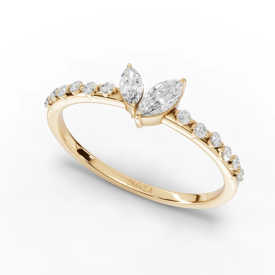 Yellow gold band with marquise center profile