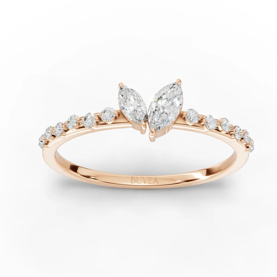 Dual marquise diamond ring rose gold top view