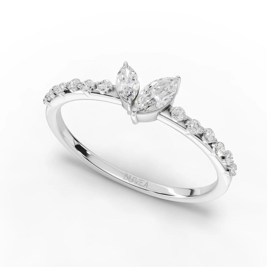 White gold band with marquise center profile