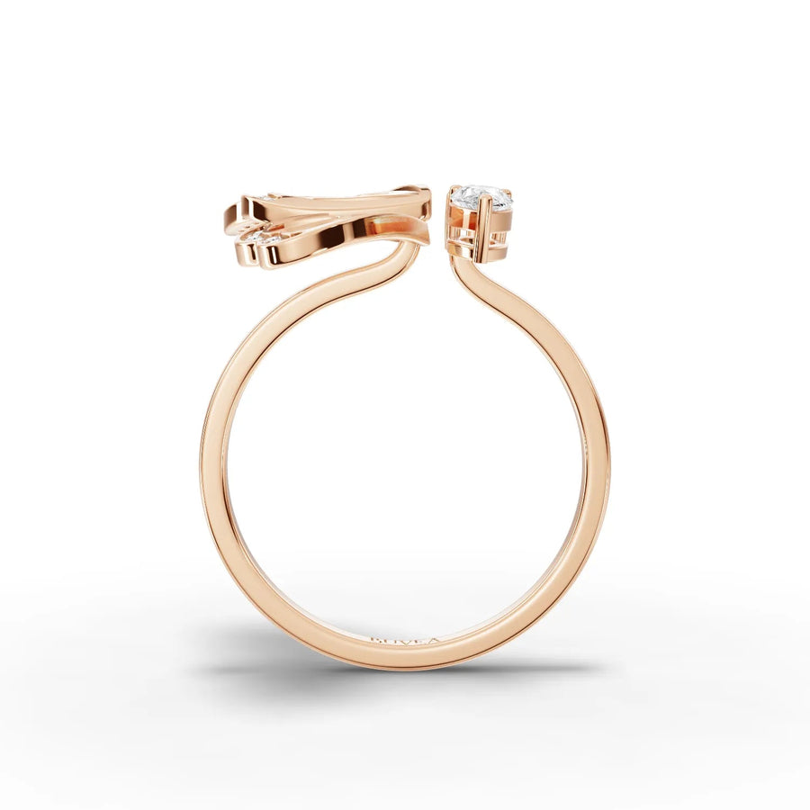 Butterfly filigree ring rose gold close-up