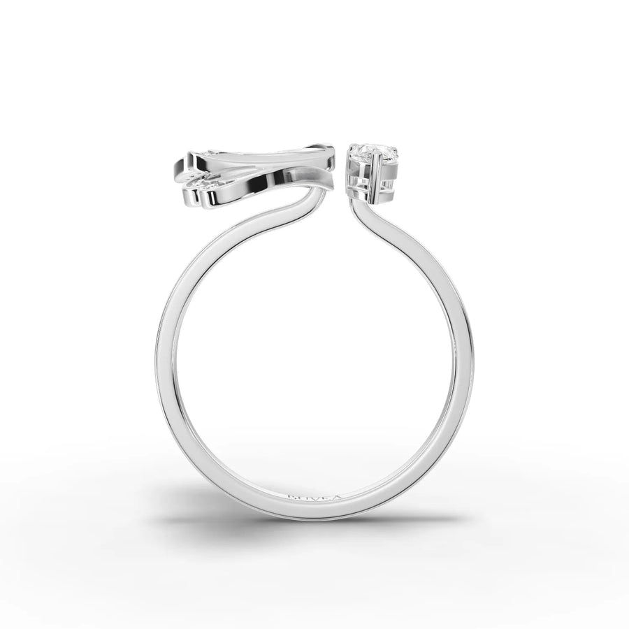 0.36 CT butterfly ring white gold angled profile