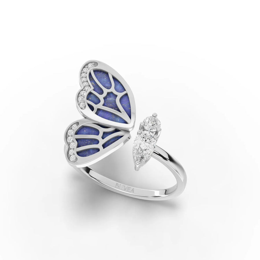 0.36 CT butterfly ring white gold angled profile