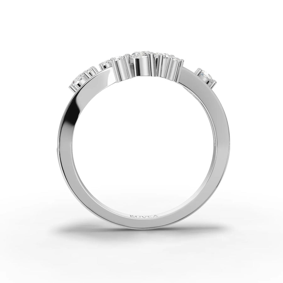 Side-angle white gold constellation ring