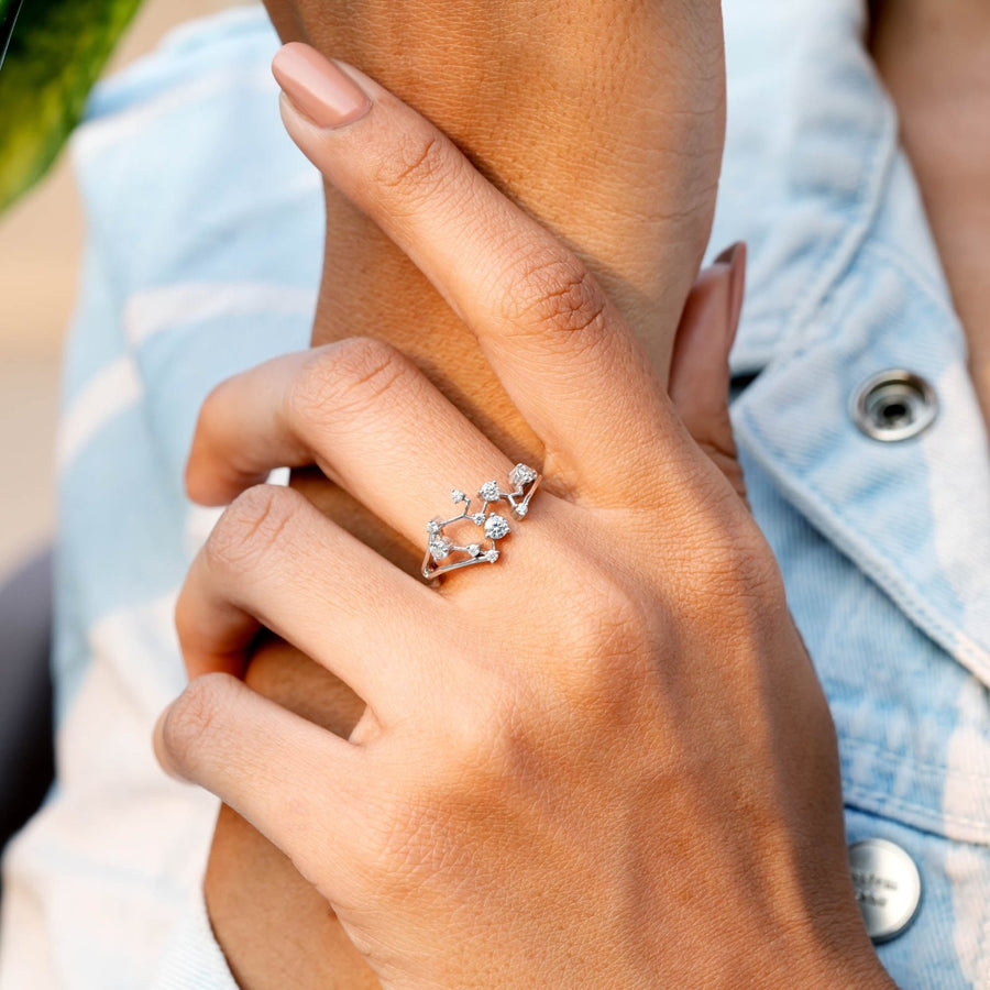 Model wearing Sagittarius constellation ring