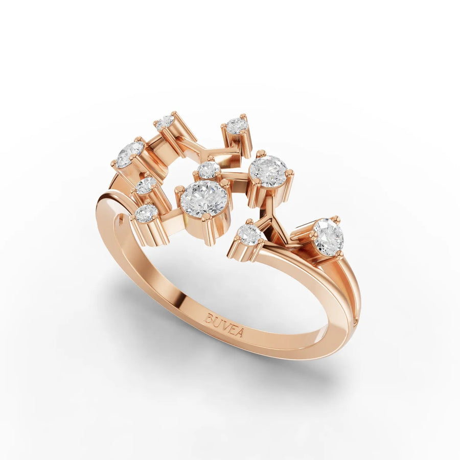 Rose gold diamond arrangement close-up