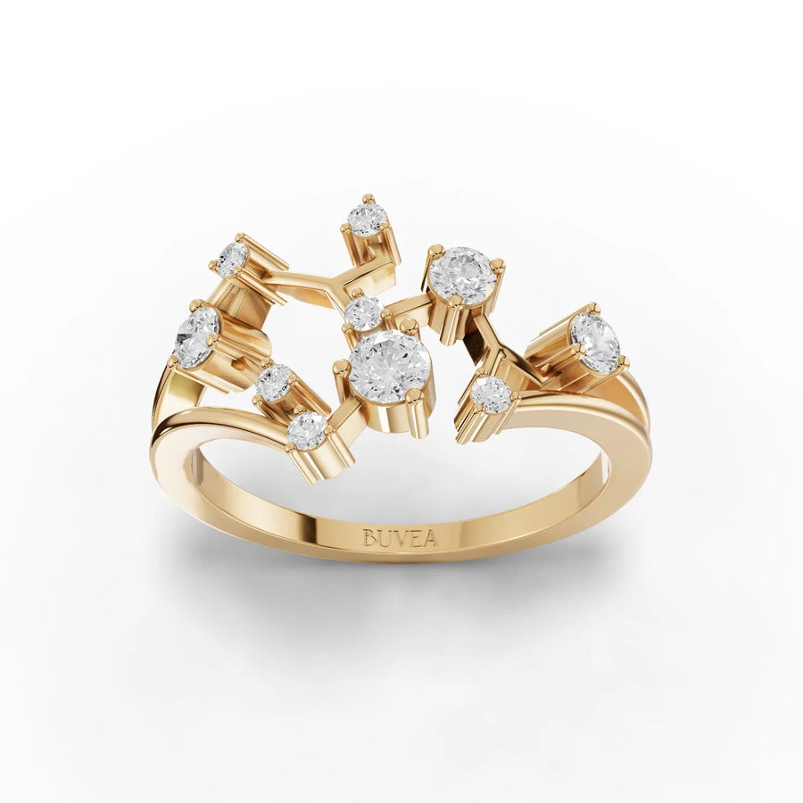 Sagittarius constellation ring in yellow gold