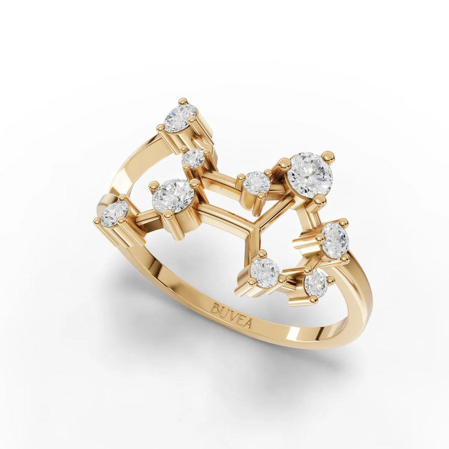 Yellow gold constellation band profile