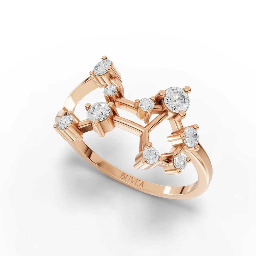 Rose gold constellation ring angled