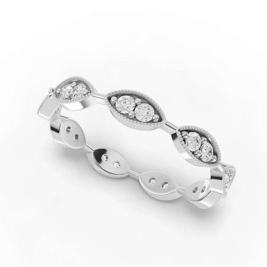 Round wedding band white gold angle