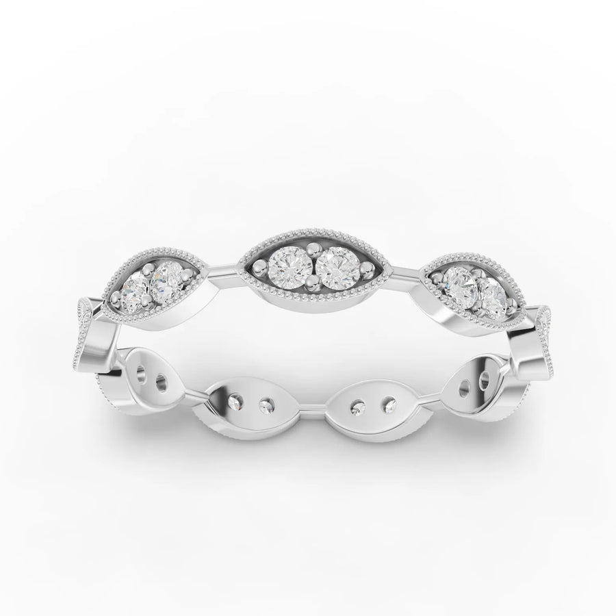 0.42 CT round lab-grown diamond full eternity wedding band with round brilliant stones set across the band