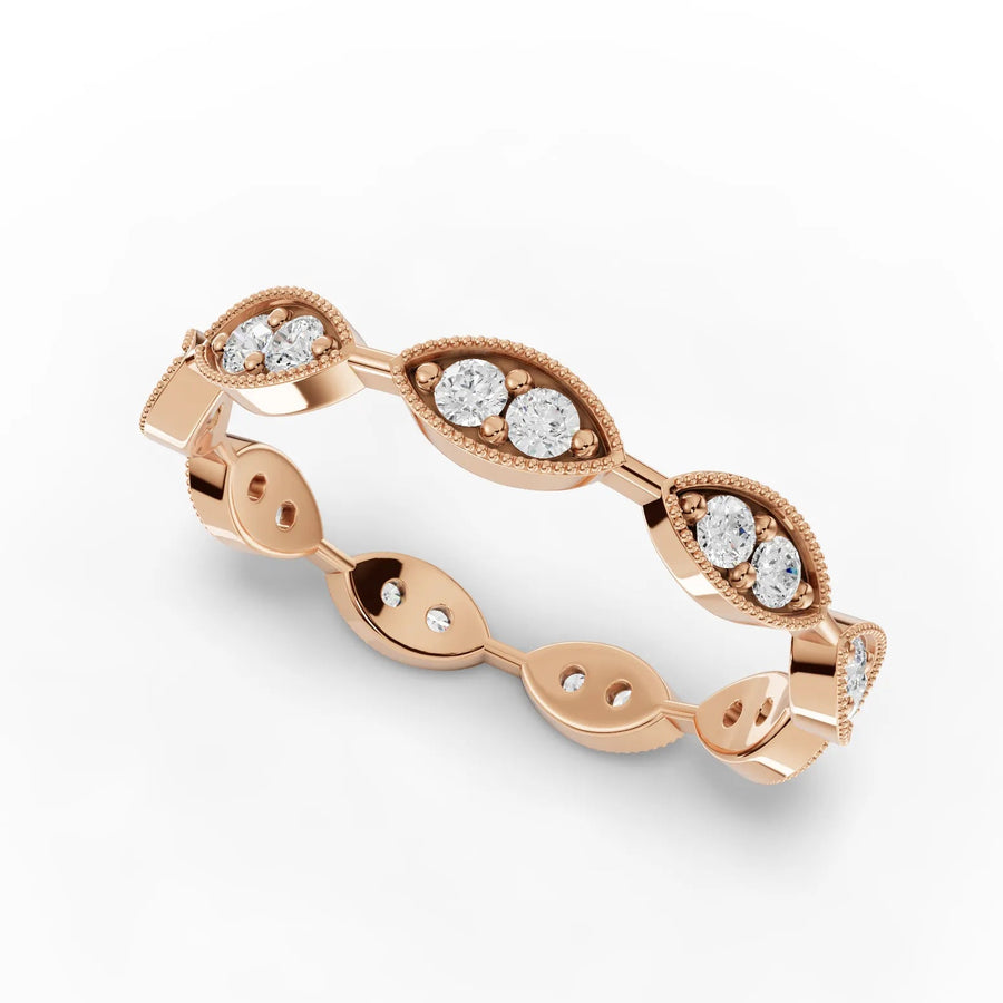 Round wedding band rose gold angle