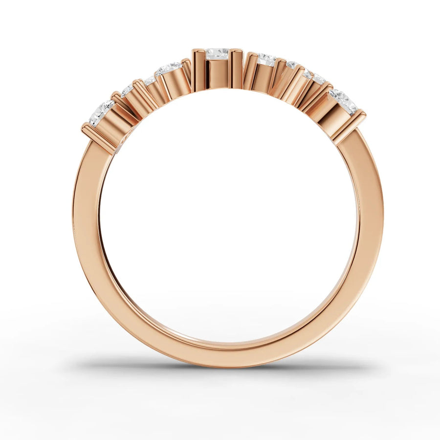 Round cut lab-grown eternity ring rose gold close-up