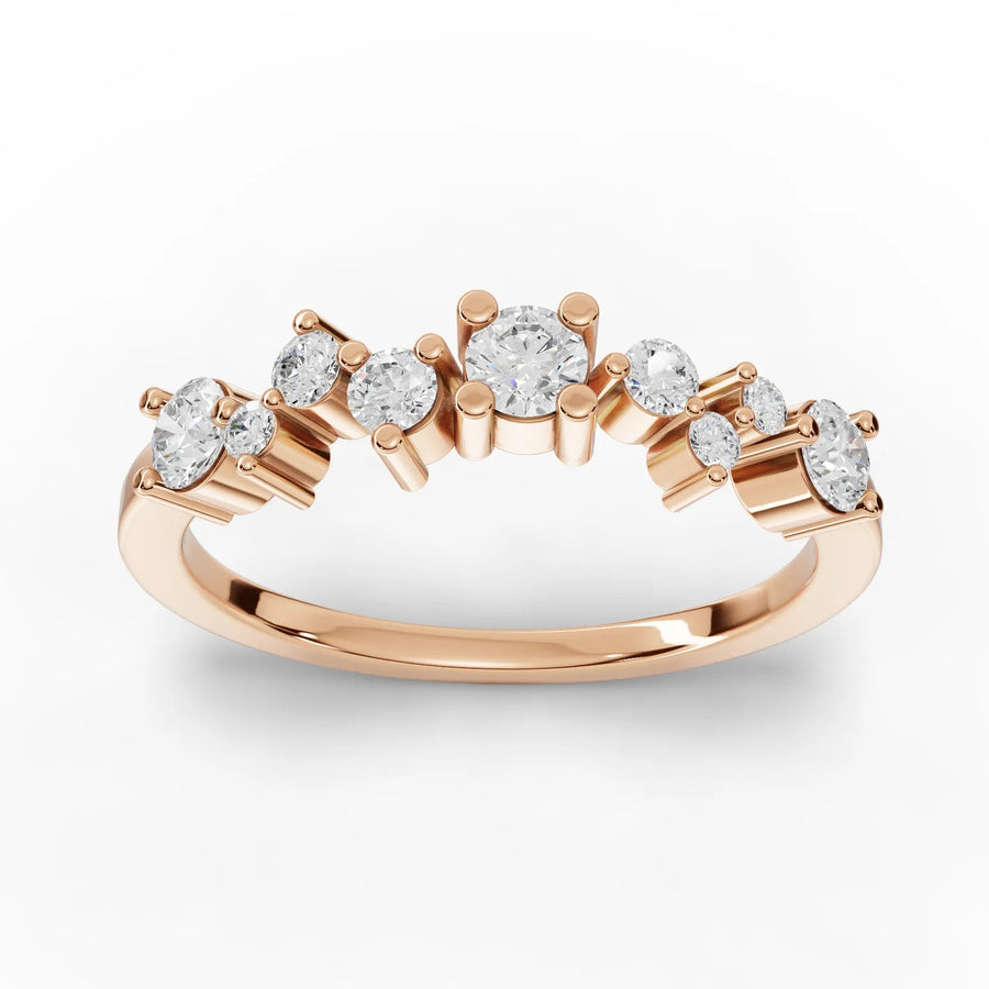 0.44 CT round lab-grown diamond eternity ring rose gold top view