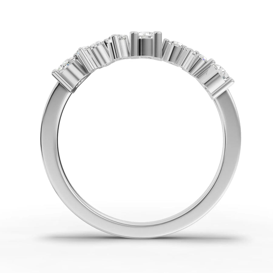 Round cut lab-grown eternity ring white gold close-up