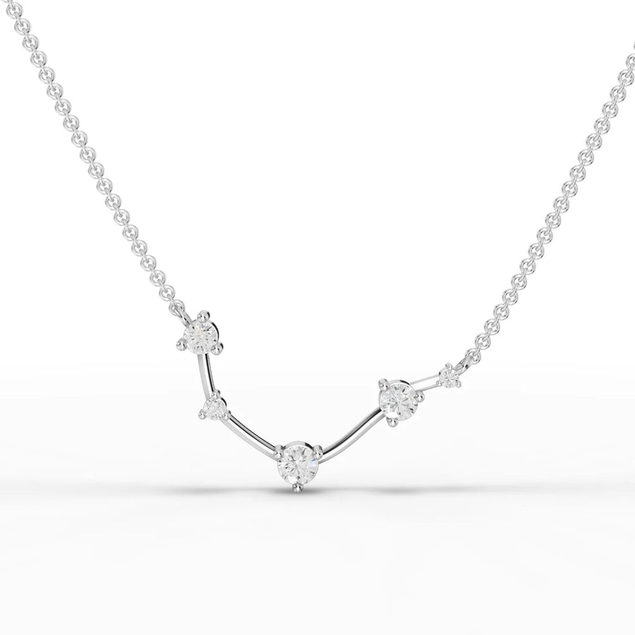 0.47 CT Aries constellation lab-grown diamond pendant in 18K gold with round diamonds and geometric bar links
