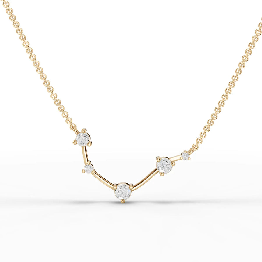 Aries constellation pendant yellow gold front view
