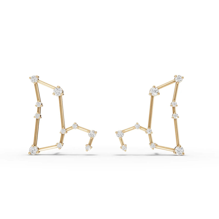 White gold constellation earrings angled