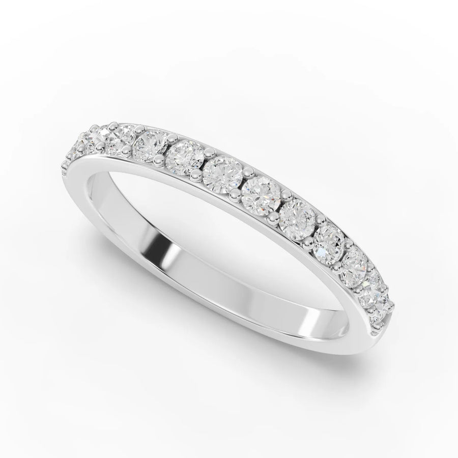 Round half eternity ring white gold angle