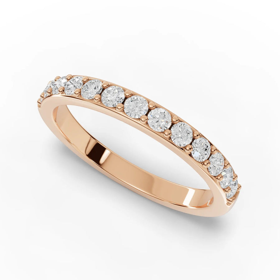 Round half eternity ring rose gold angle