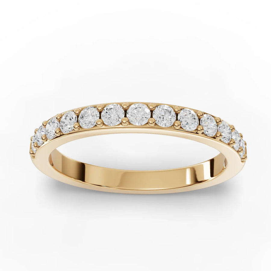 0.46 CT round lab-grown diamond half eternity ring yellow gold top view