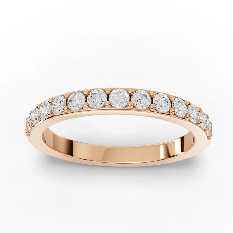 0.46 CT round lab-grown diamond half eternity ring rose gold top view