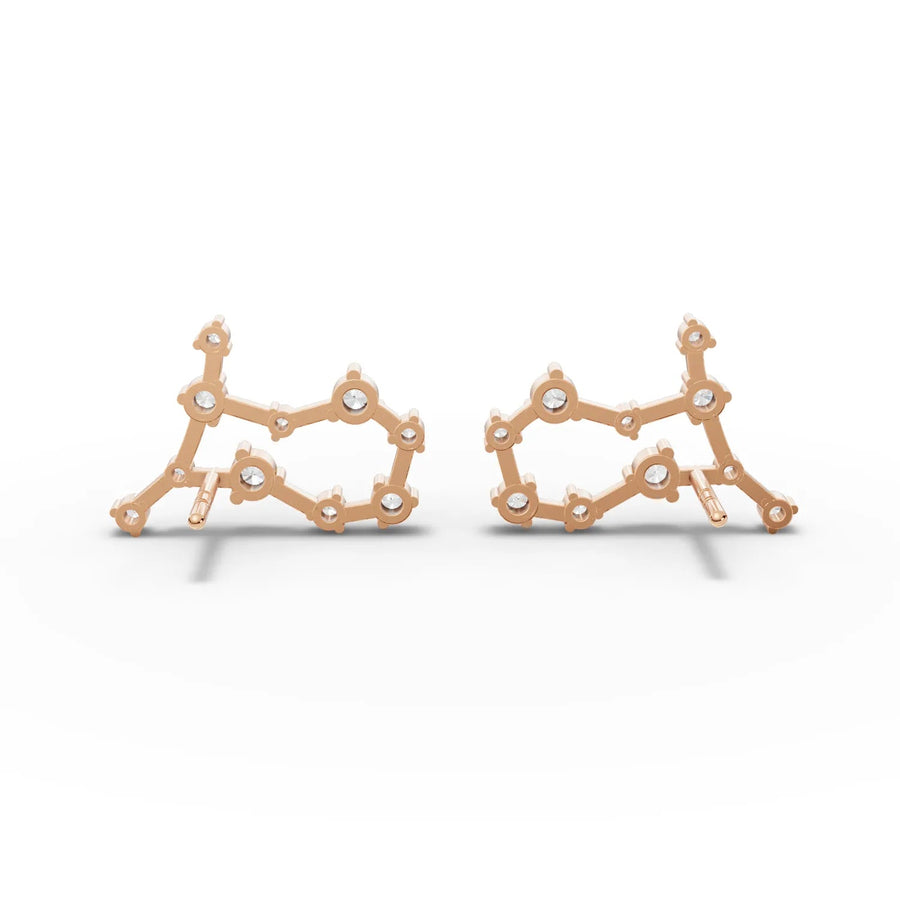 Prong-set round diamonds rose gold close-up
