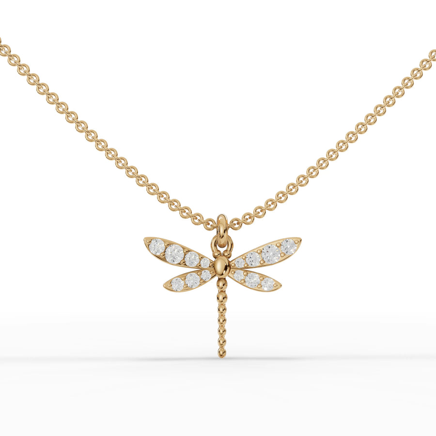 Yellow gold dragonfly pendant