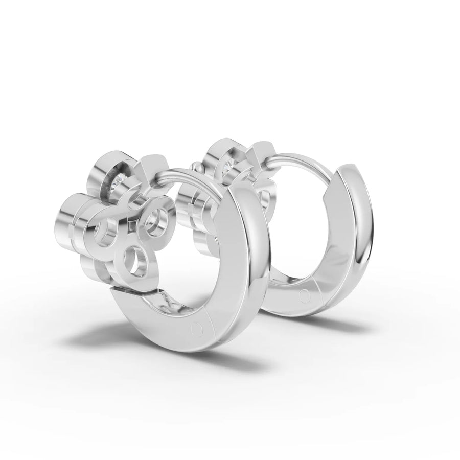 Cluster huggie earrings white gold angle