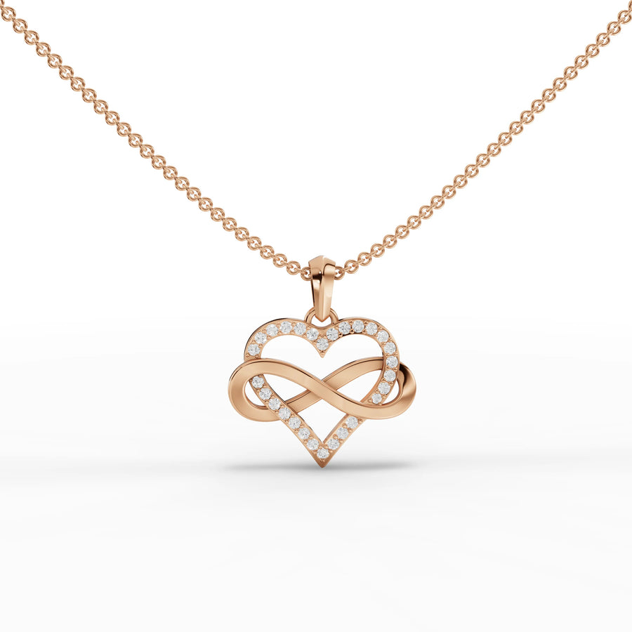 Rose gold heart infinity pendant