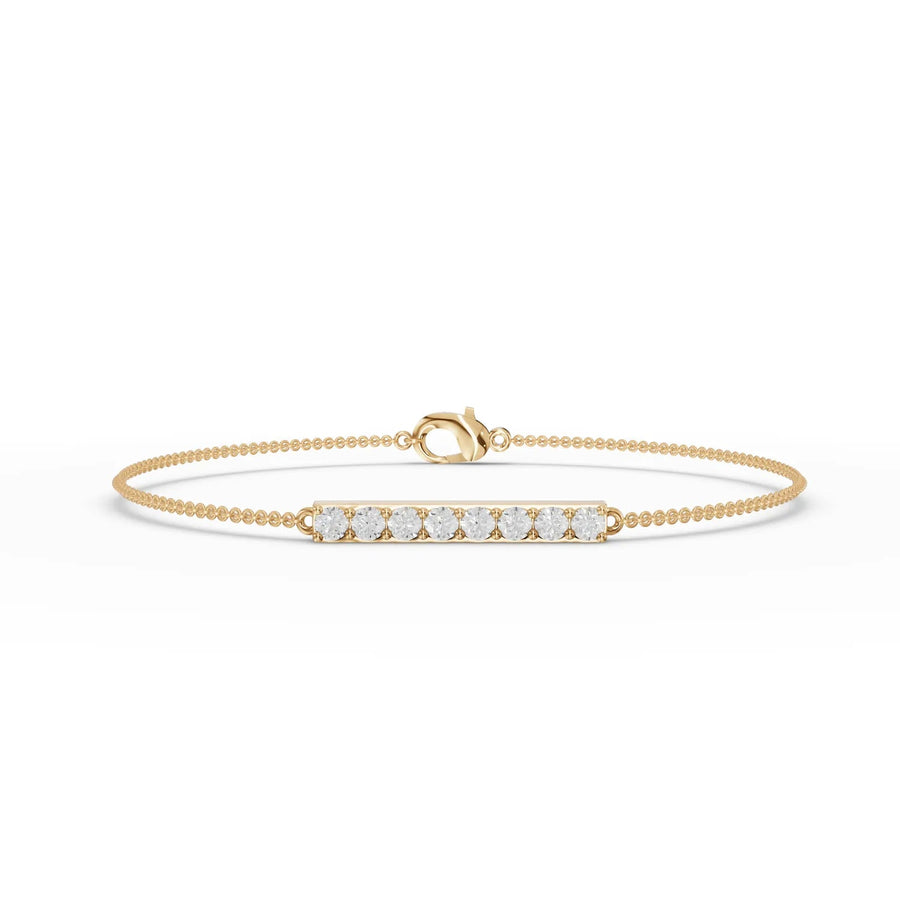 Diamond placement on yellow gold bar