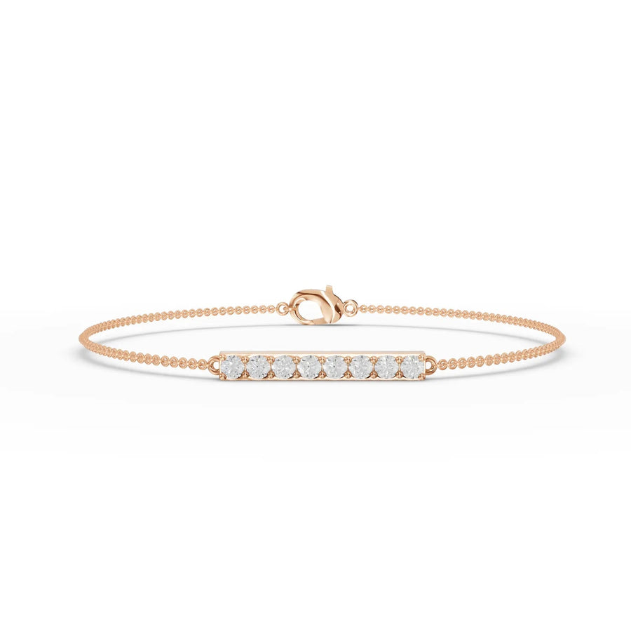 Rose gold chain-and-bar alignment