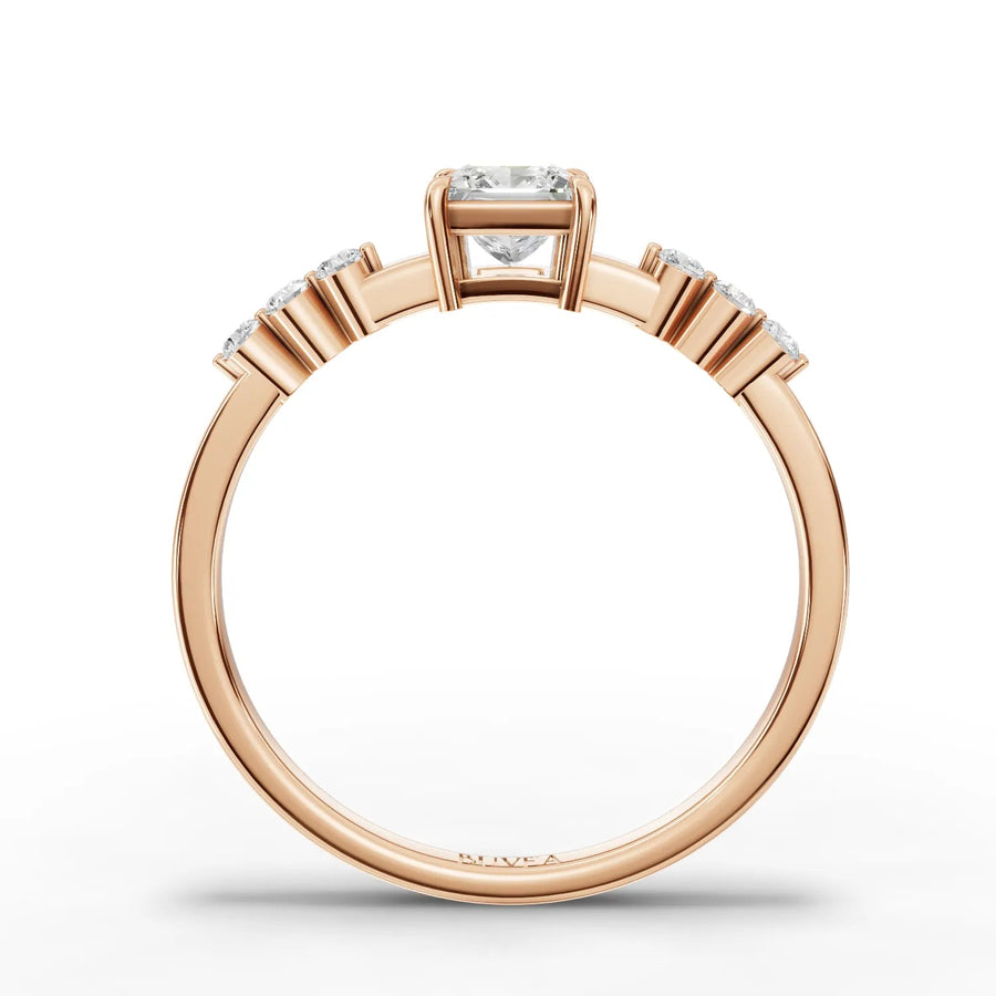 Bar-set stones rose gold close-up