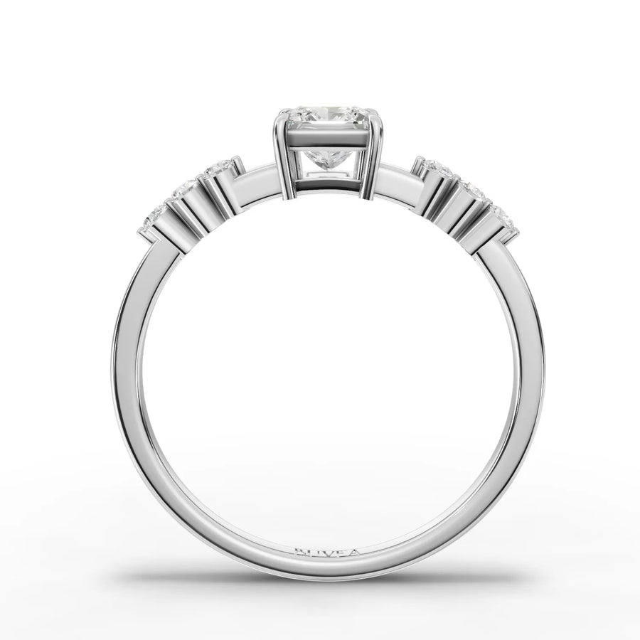 Bar-set stones white gold close-up