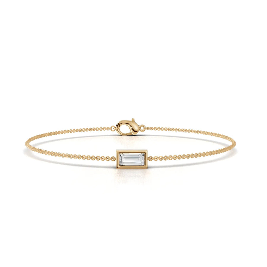 Chain and gemstone detail in yellow gold