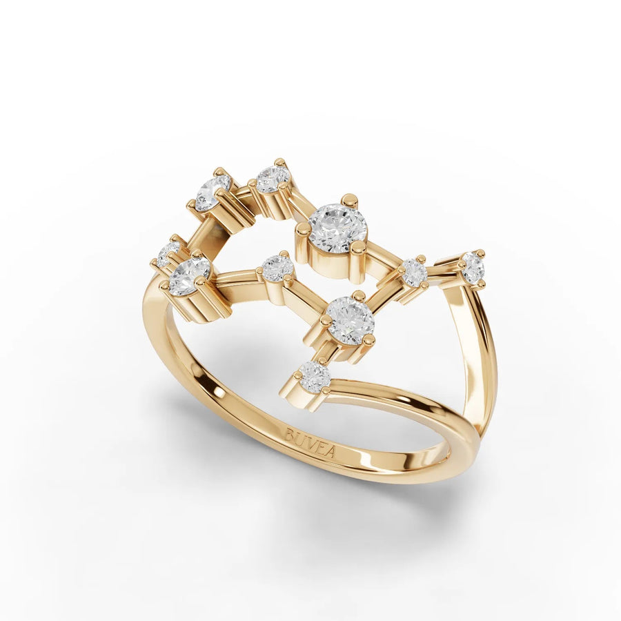 Yellow gold constellation ring profile
