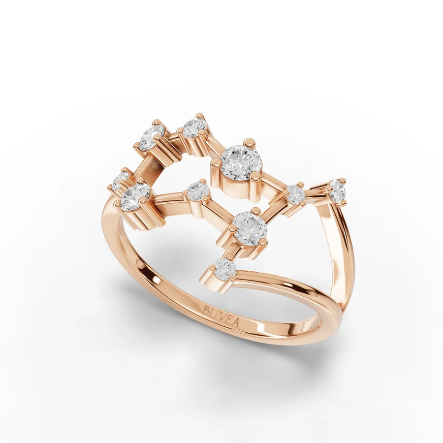Rose gold constellation ring angled