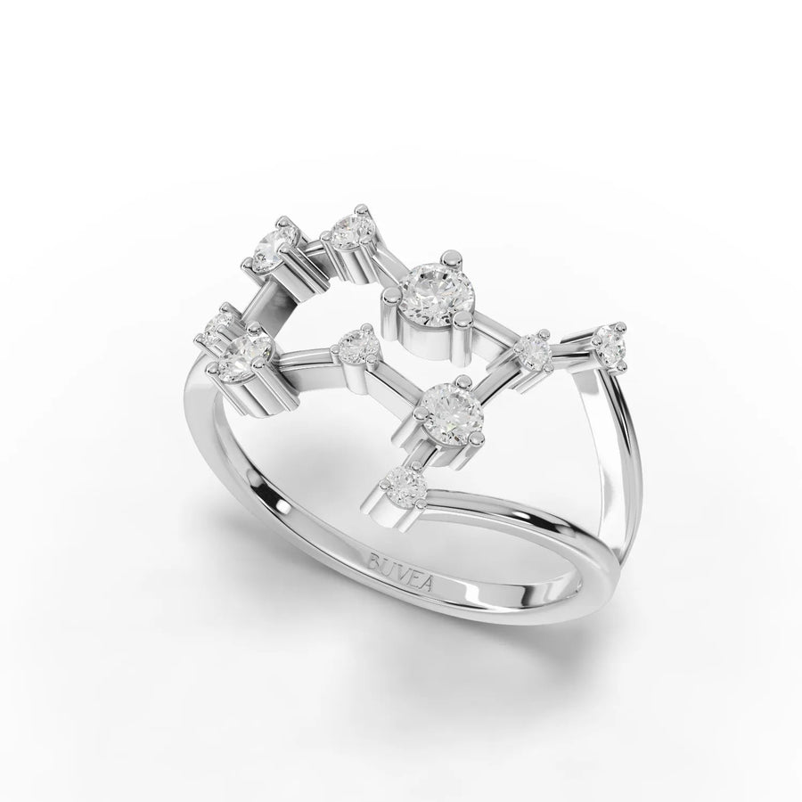 White gold constellation band close-up