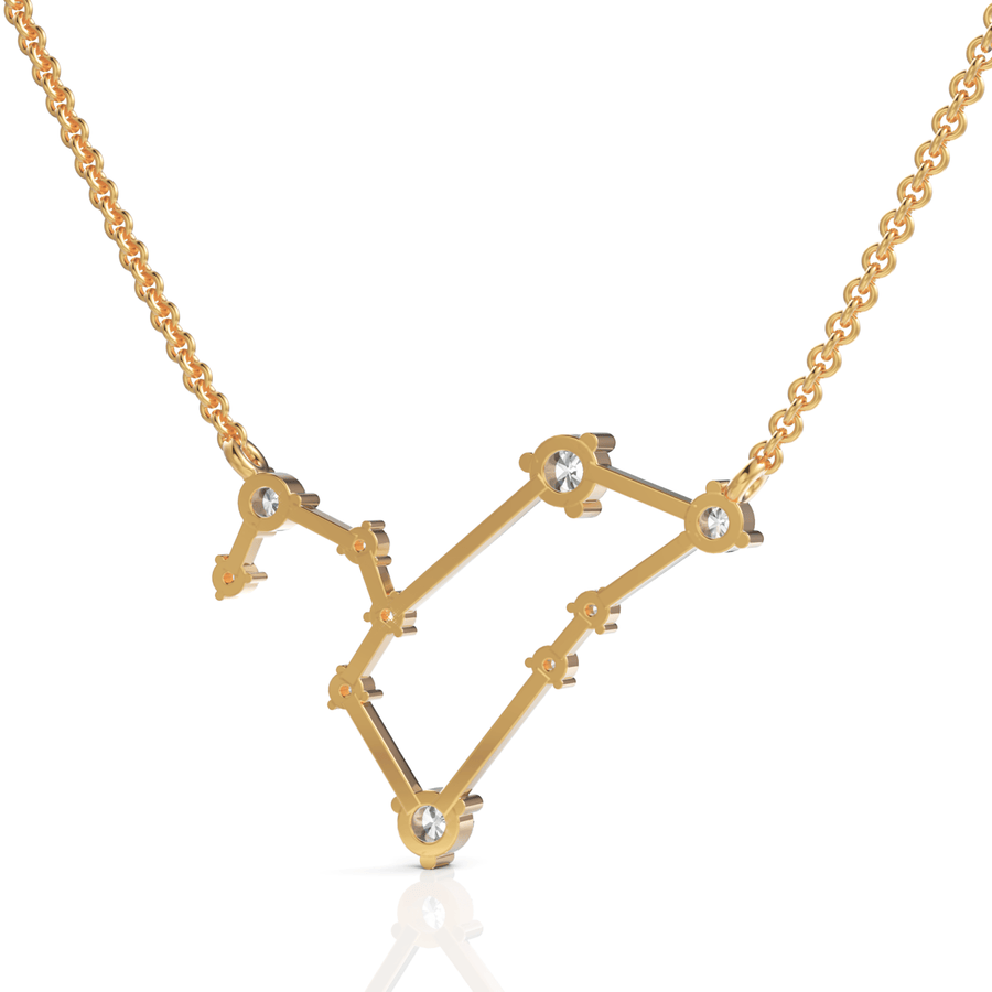Yellow gold constellation pendant angled
