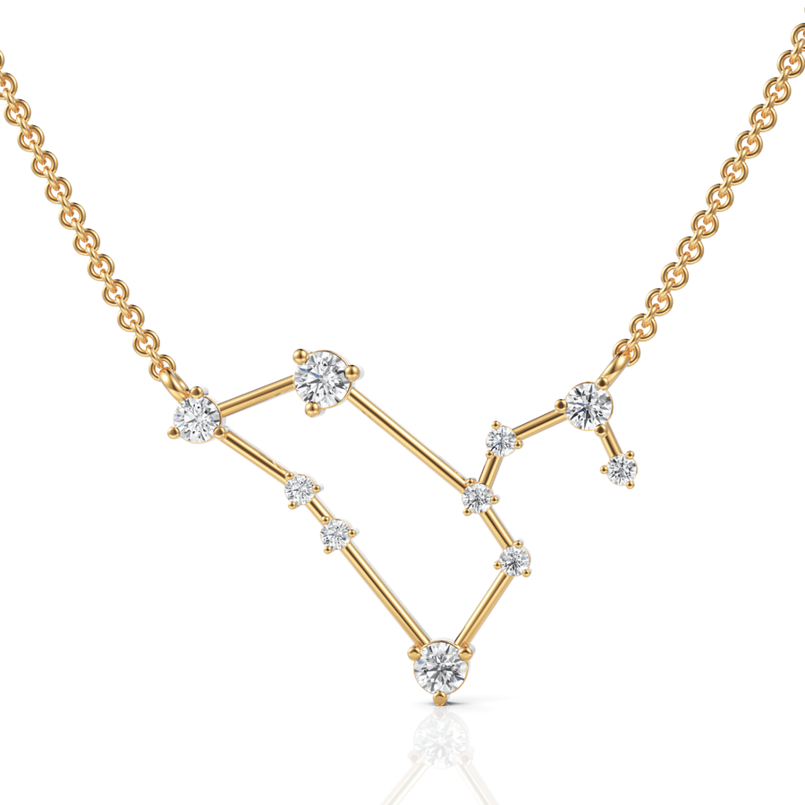 Leo constellation pendant yellow gold front view