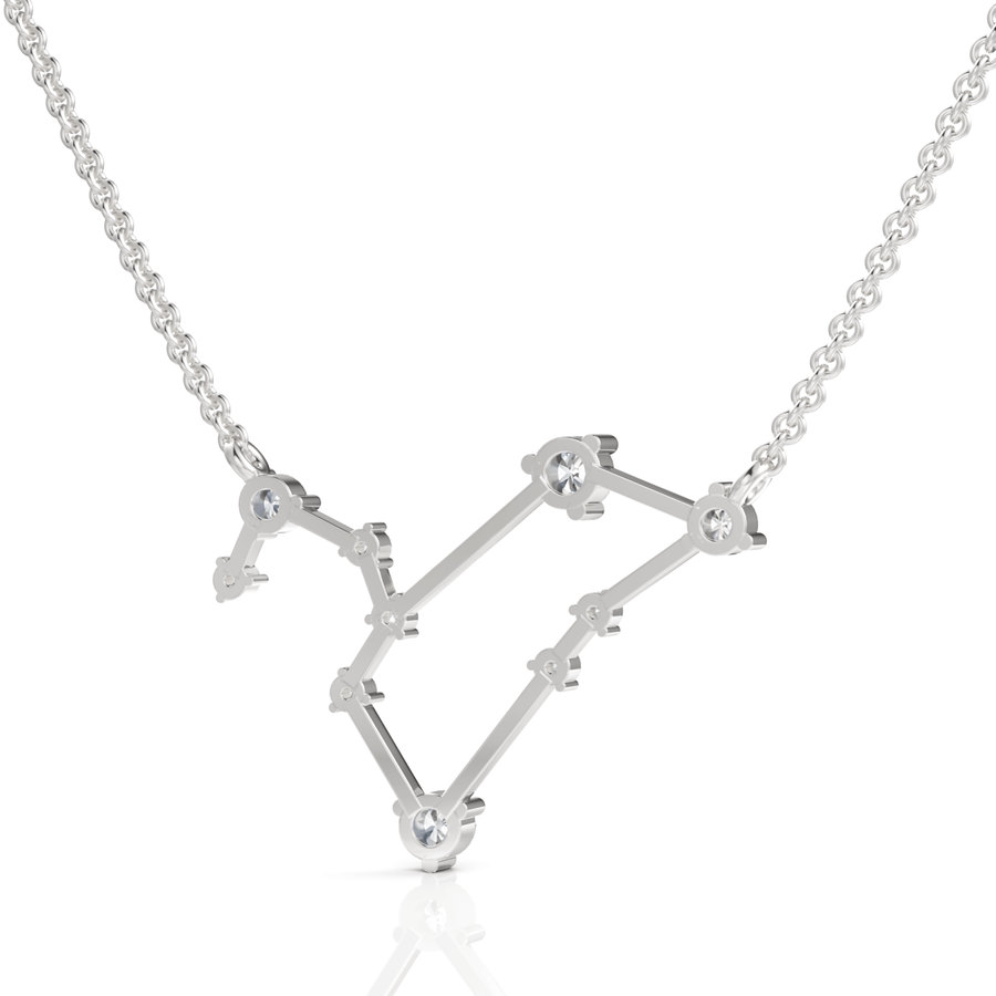 White gold constellation pendant angled
