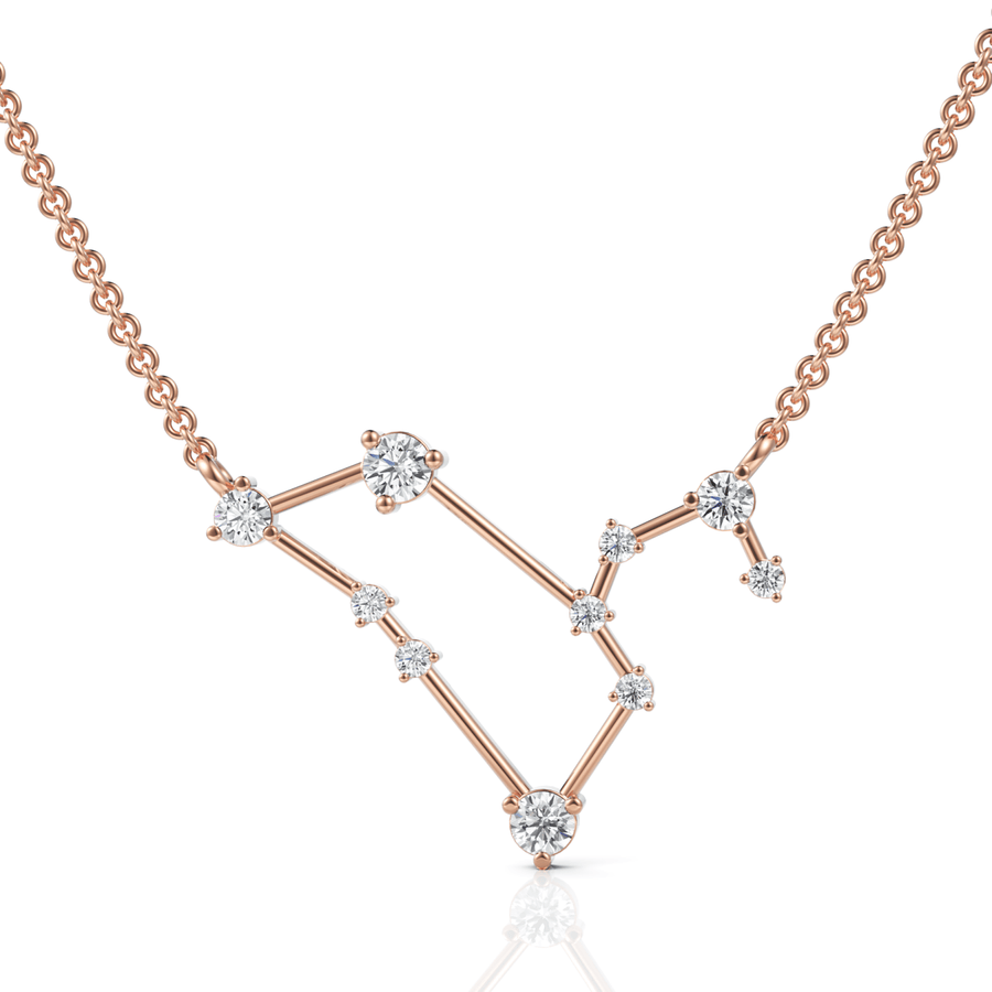 Leo constellation pendant rose gold front view