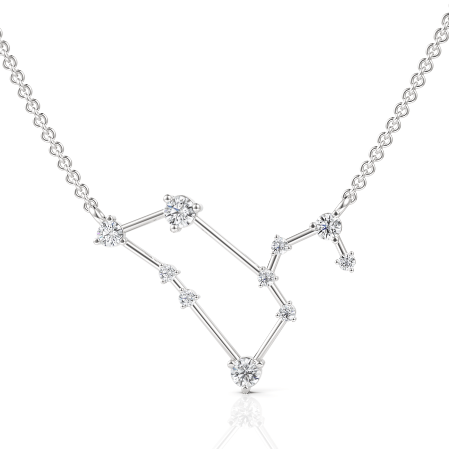 0.41 CT Leo constellation lab grown diamond pendant in 18K gold with round diamonds and gold bar links
