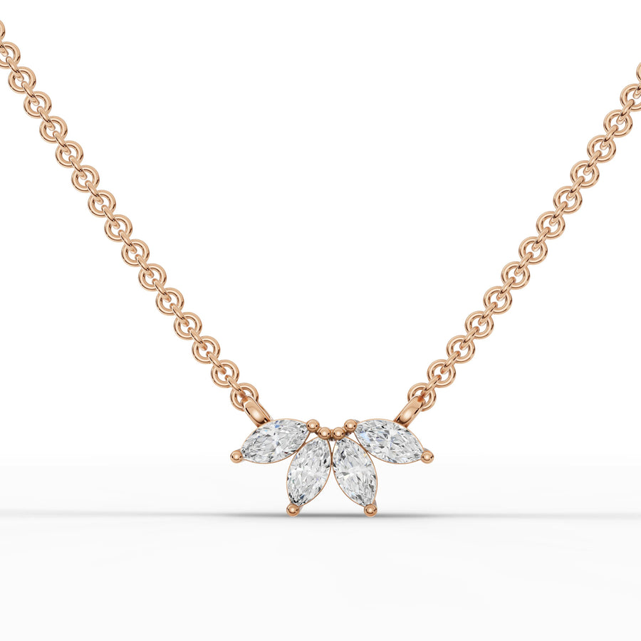 Rose gold marquise diamond cluster pendant