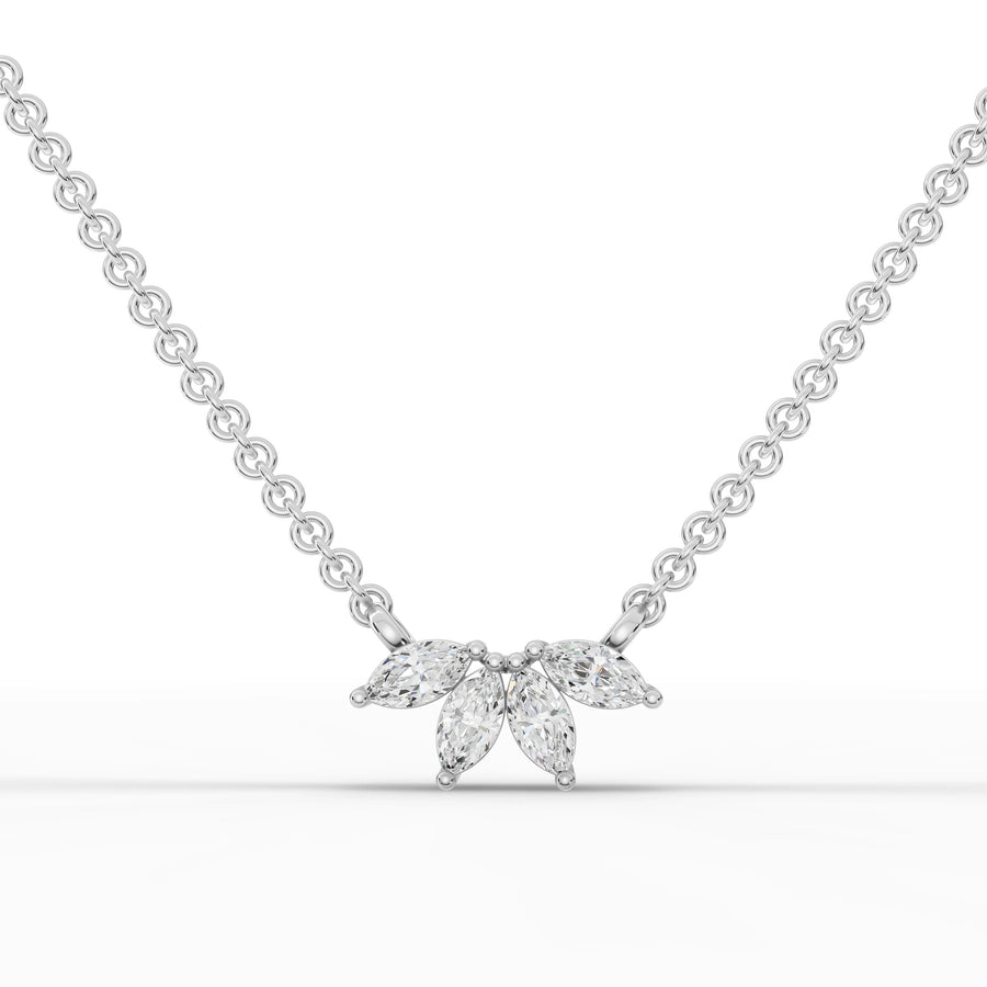 0.32 CT marquise four-stone lab grown diamond pendant in 18k gold on a fine chain